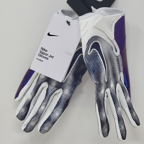 NIKE Vapor Jet 7.0 Receiver Football Gloves White Silver Blue Unisex Size L New - Picture 3 of 7